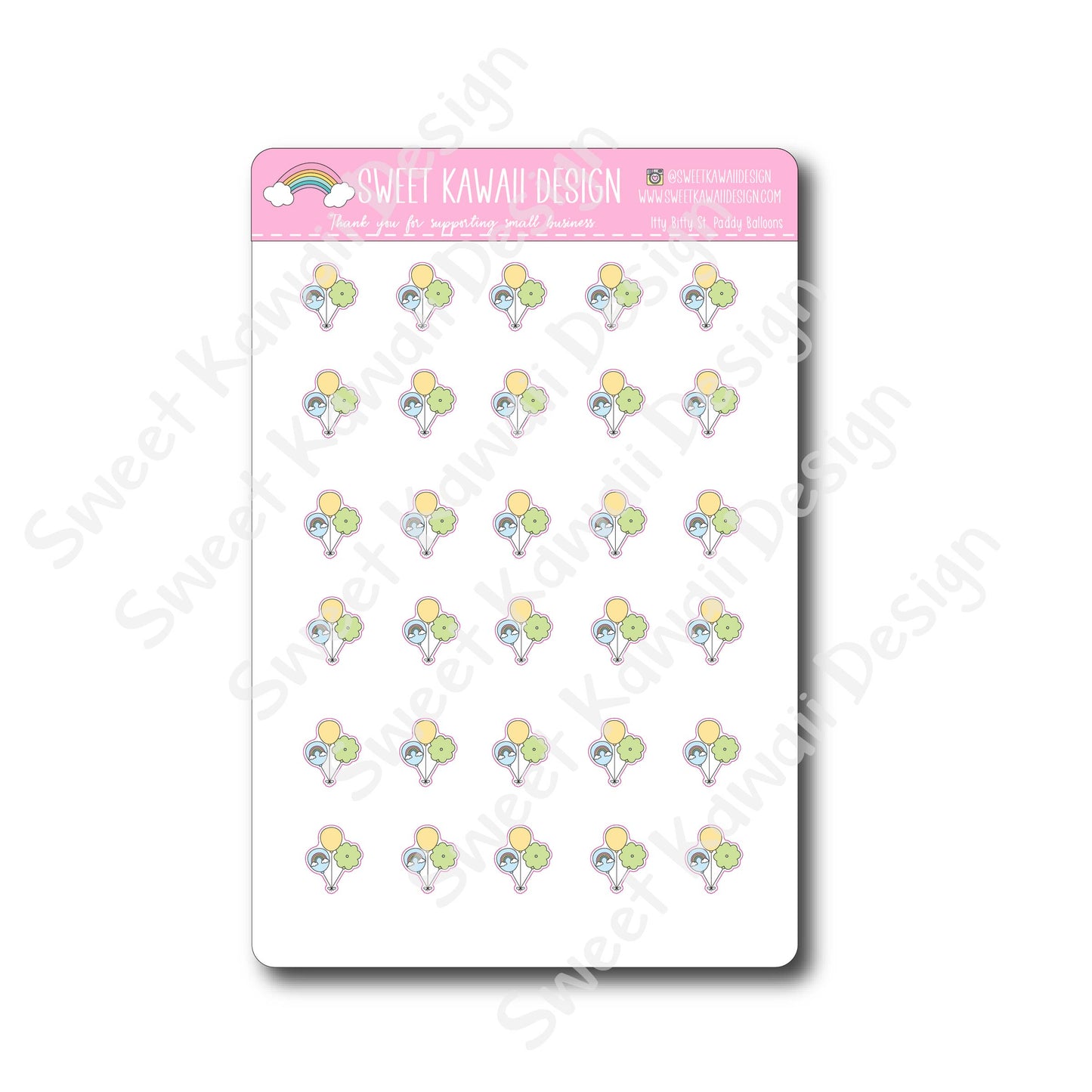 Kawaii St. Paddy Balloon Stickers