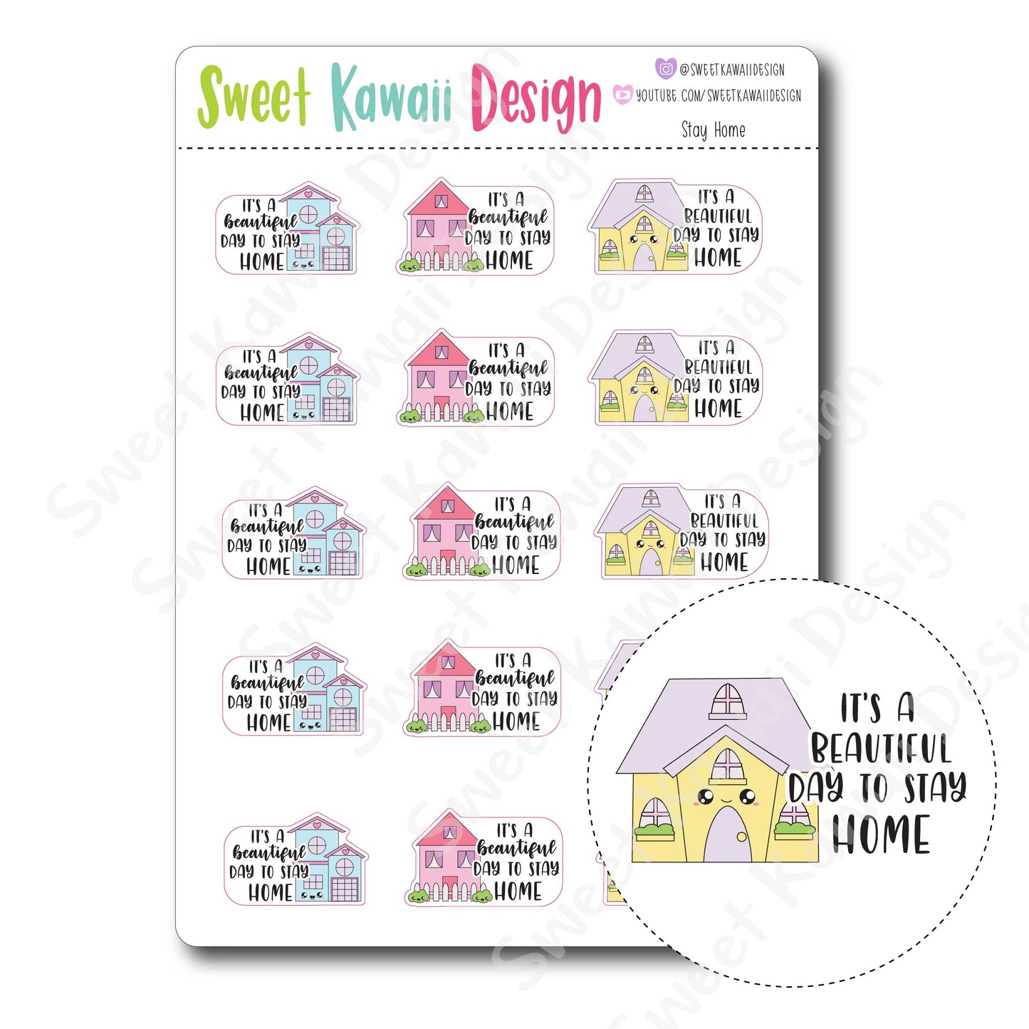 Kawaii Stay Home Stickers