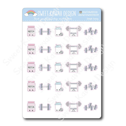 Kawaii Strength Training Stickers