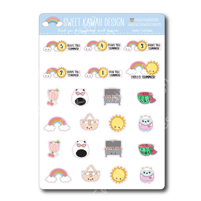 Kawaii Summer Countdown Stickers