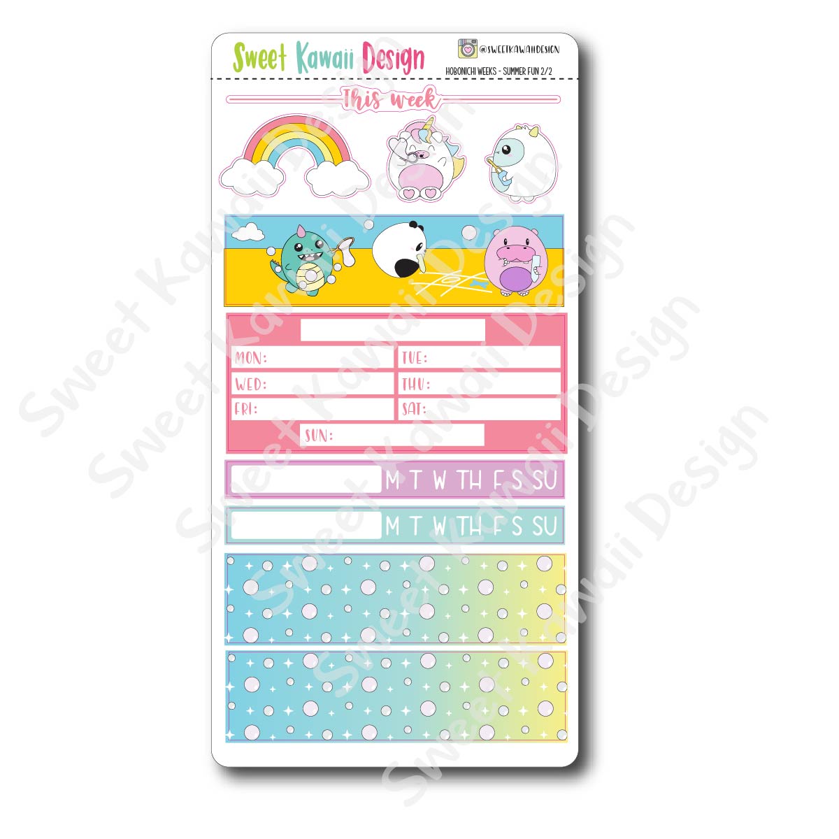 Kawaii Hobonichi Weeks Stickers - Summer Fun