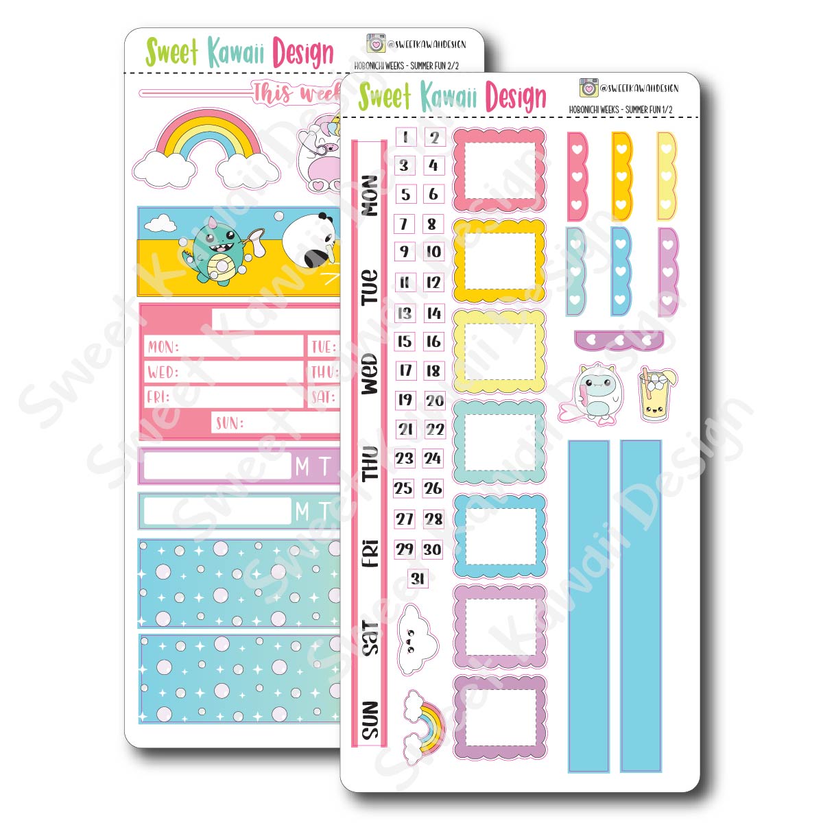 Kawaii Hobonichi Weeks Stickers - Summer Fun