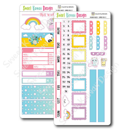 Kawaii Hobonichi Weeks Stickers - Summer Fun