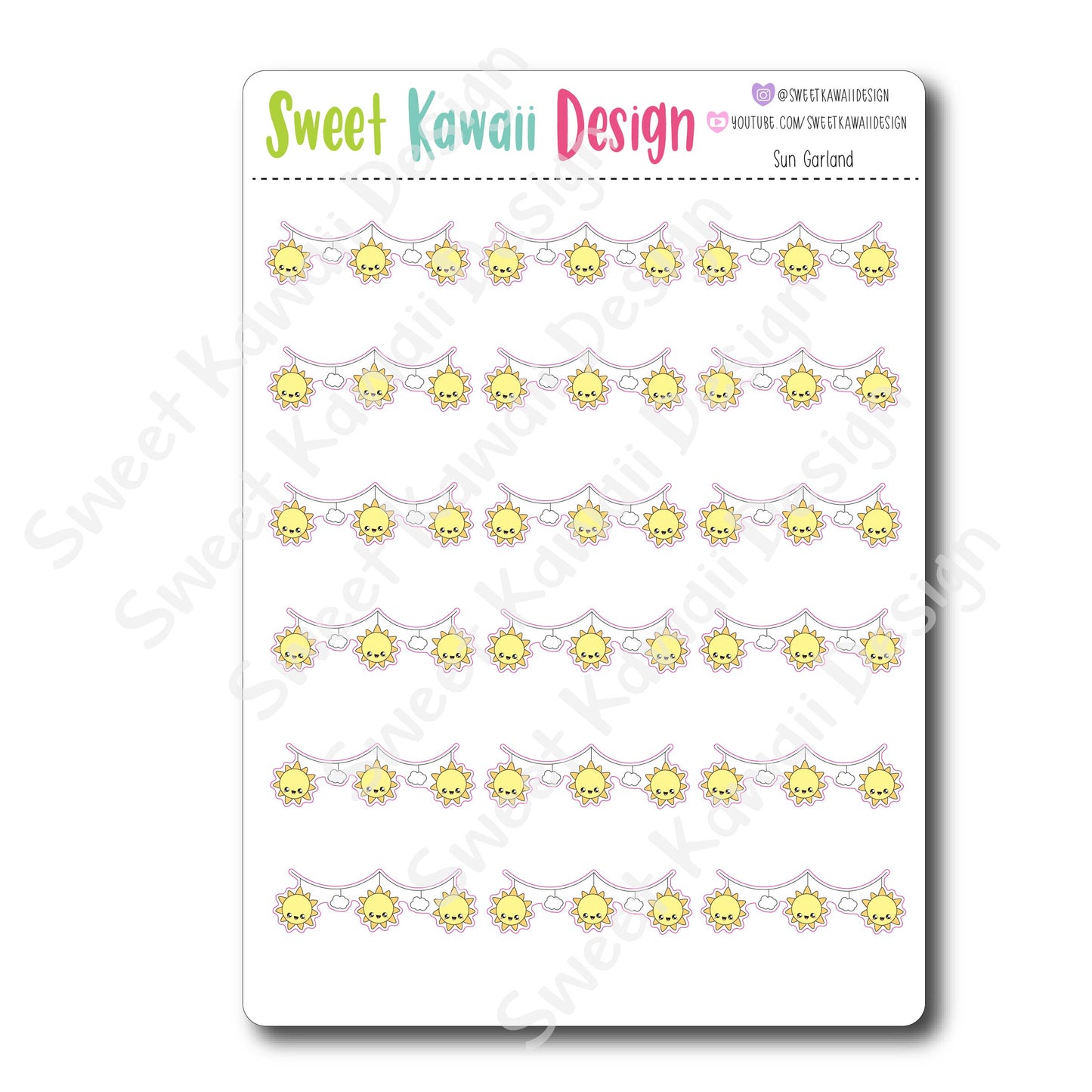 Kawaii Sun Garland Stickers