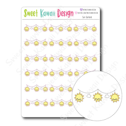 Kawaii Sun Garland Stickers