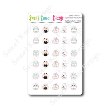 Kawaii Sunburned Critter Stickers