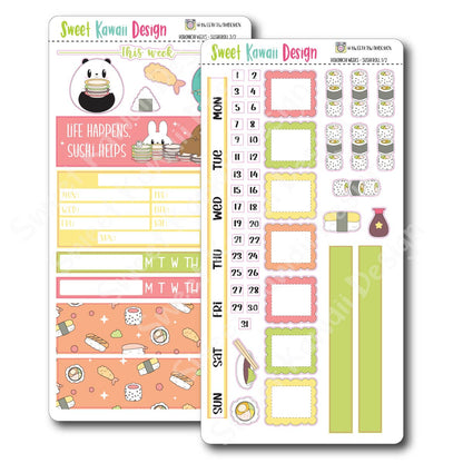 Kawaii Hobonichi Weeks Stickers - Sushi Roll