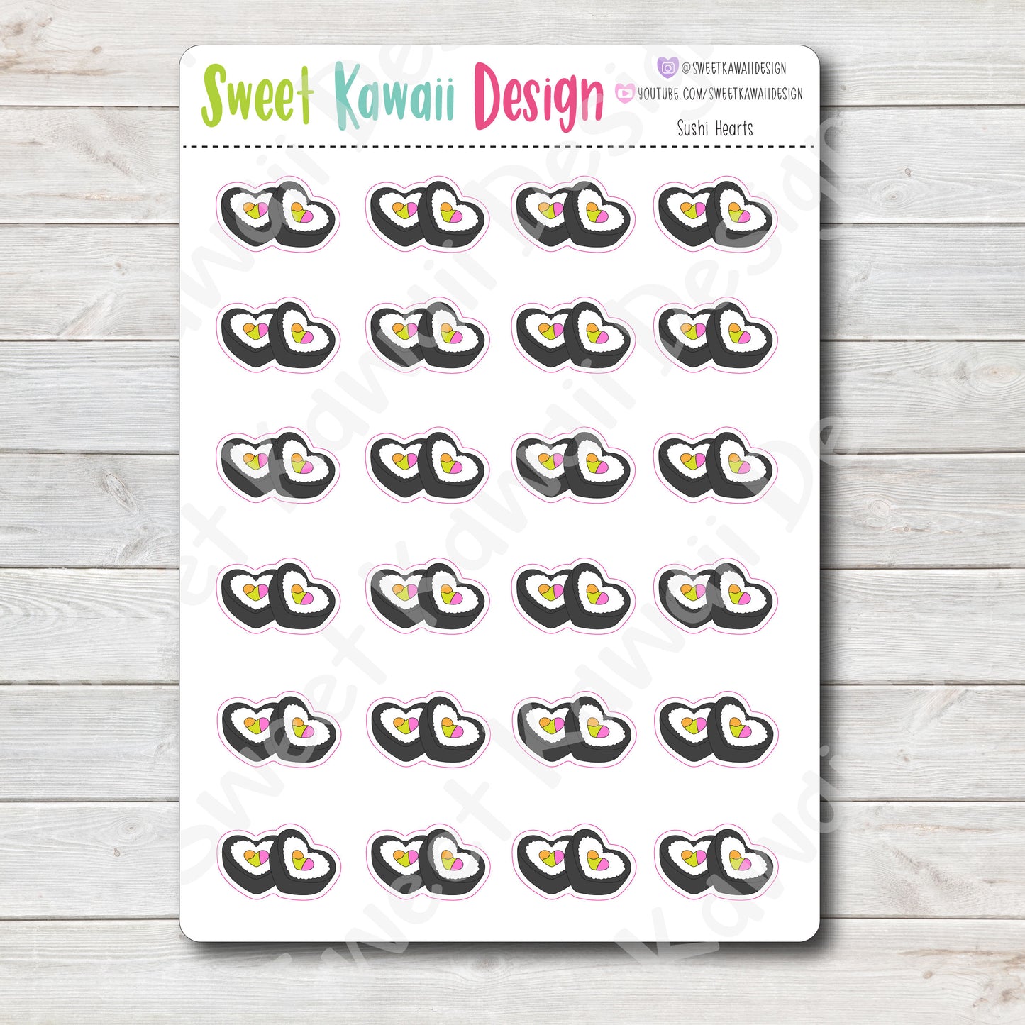 Kawaii Sushi Heart Stickers