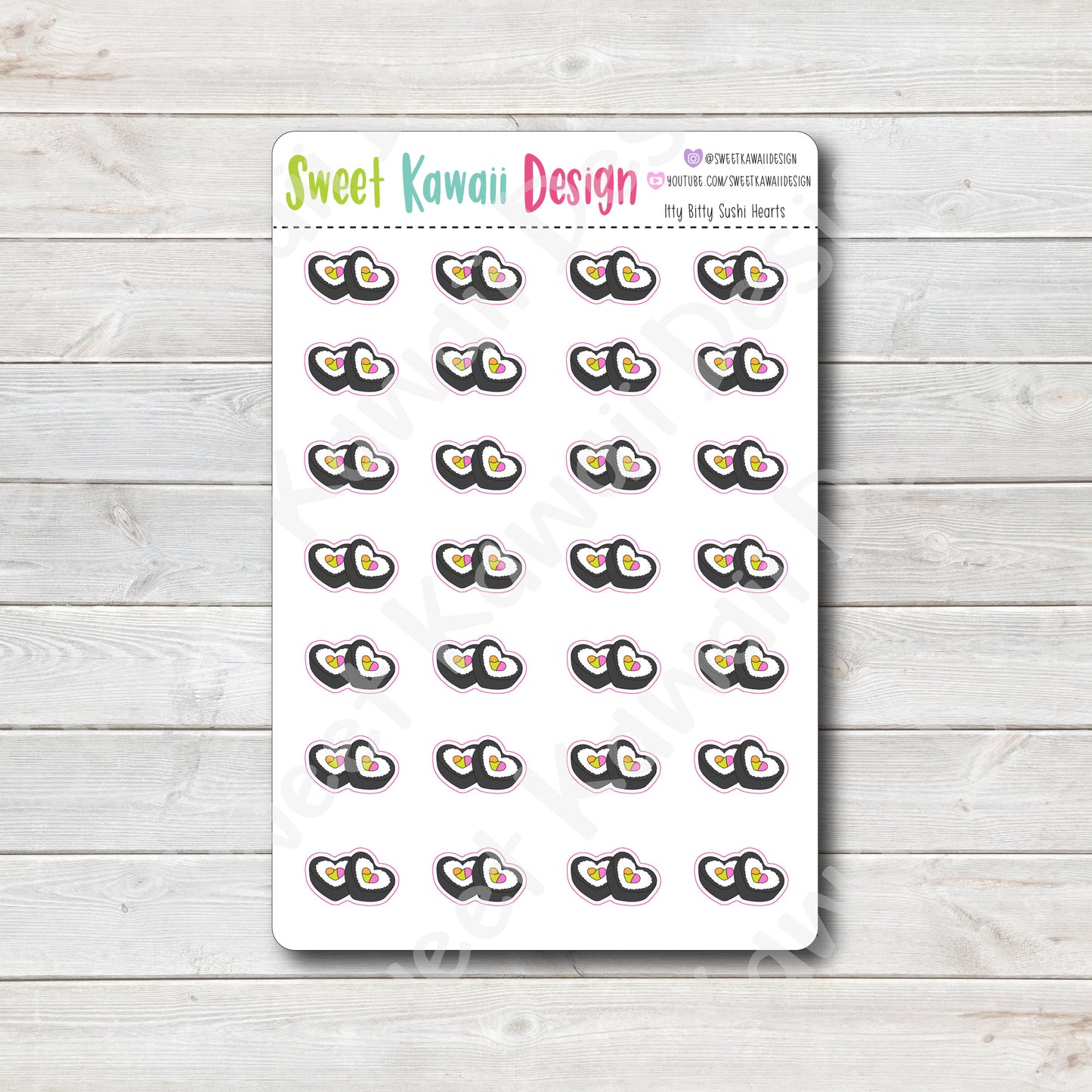 Kawaii Sushi Heart Stickers