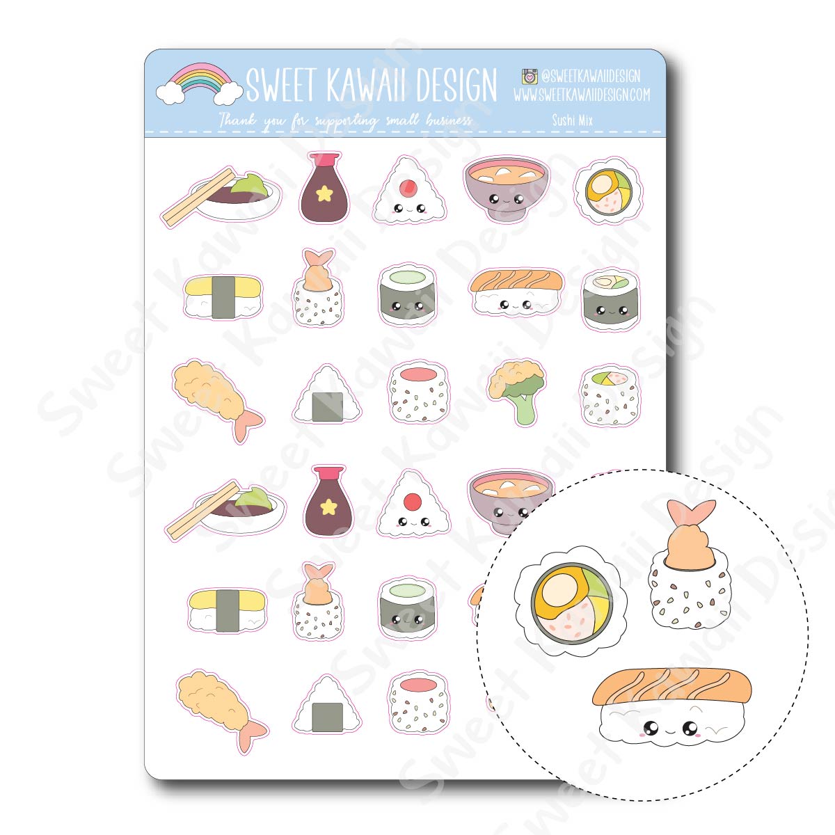 Kawaii Sushi Stickers (mix)