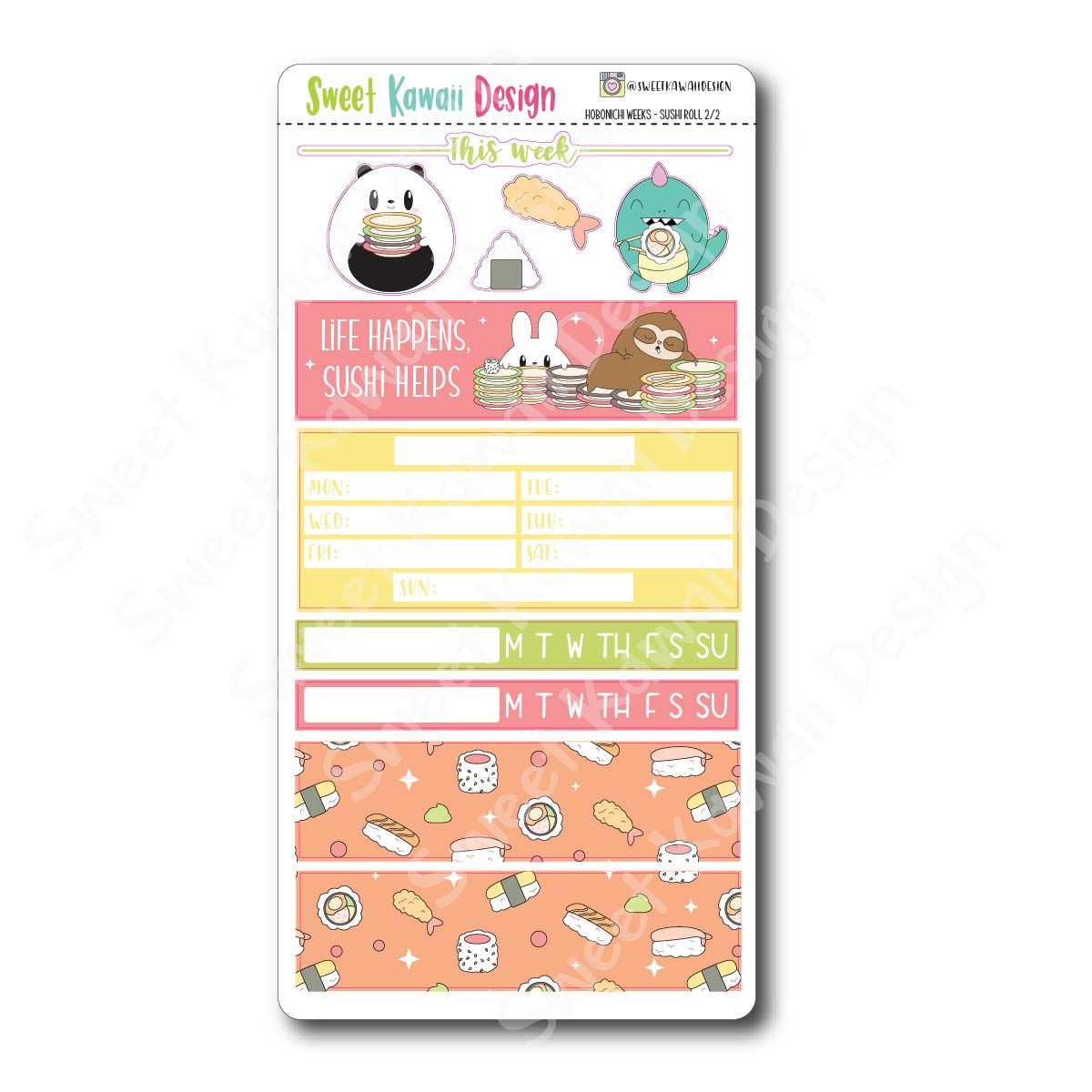 Kawaii Hobonichi Weeks Stickers - Sushi Roll