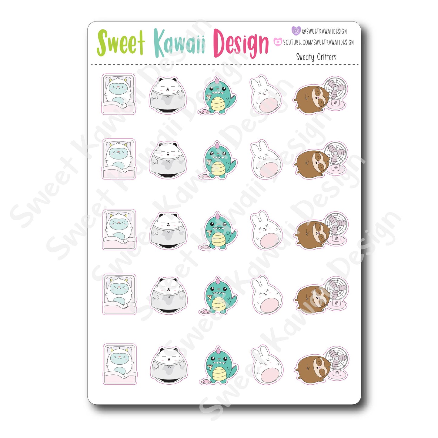 Kawaii Sweaty Critter Stickers