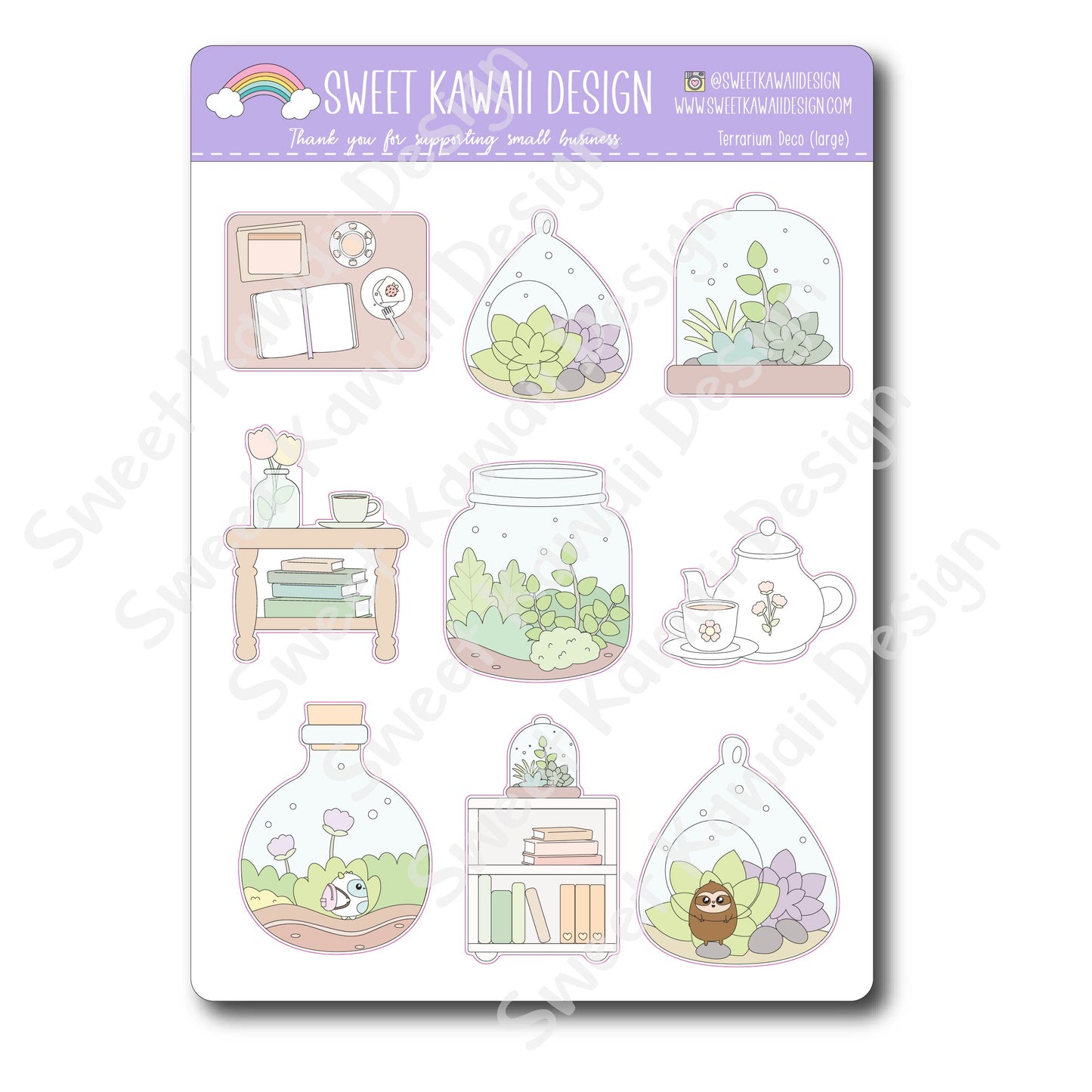 Kawaii Terrarium Deco (Large) Stickers