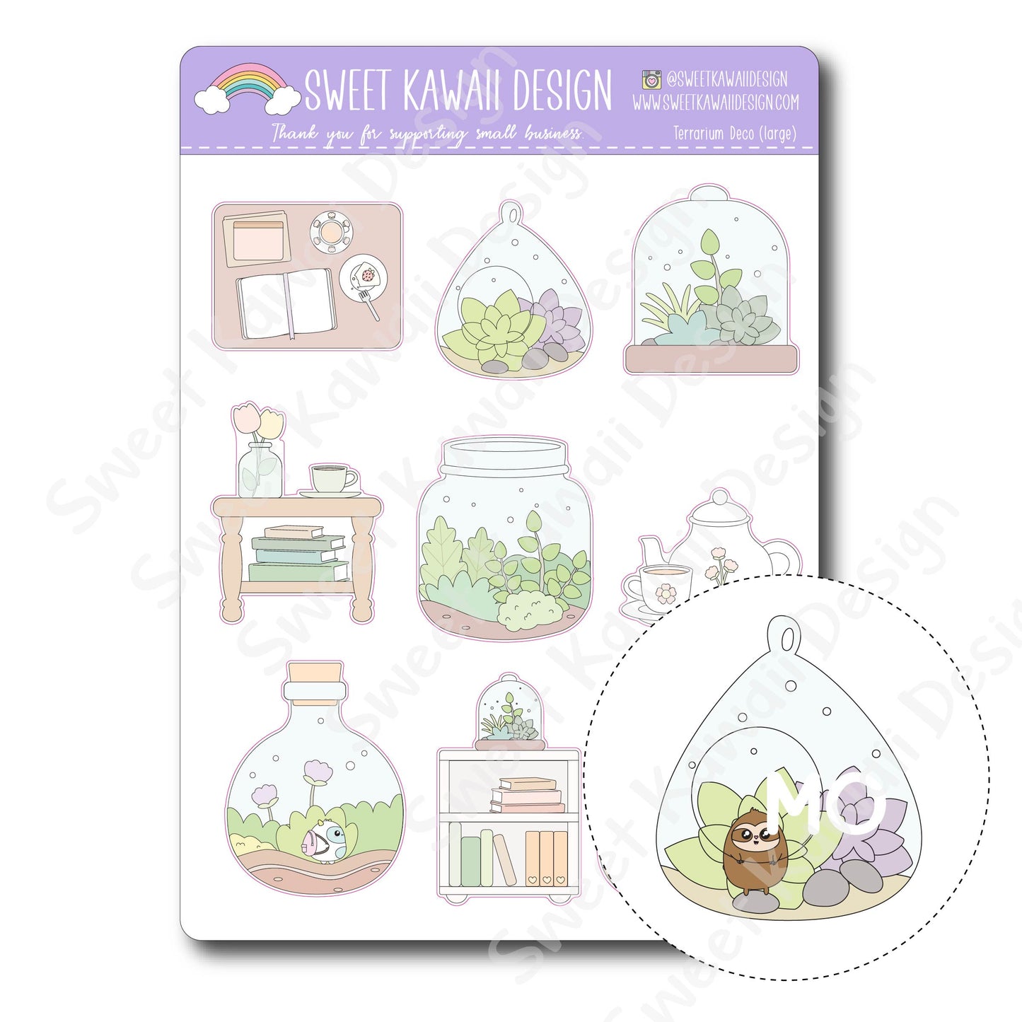 Kawaii Terrarium Deco (Large) Stickers