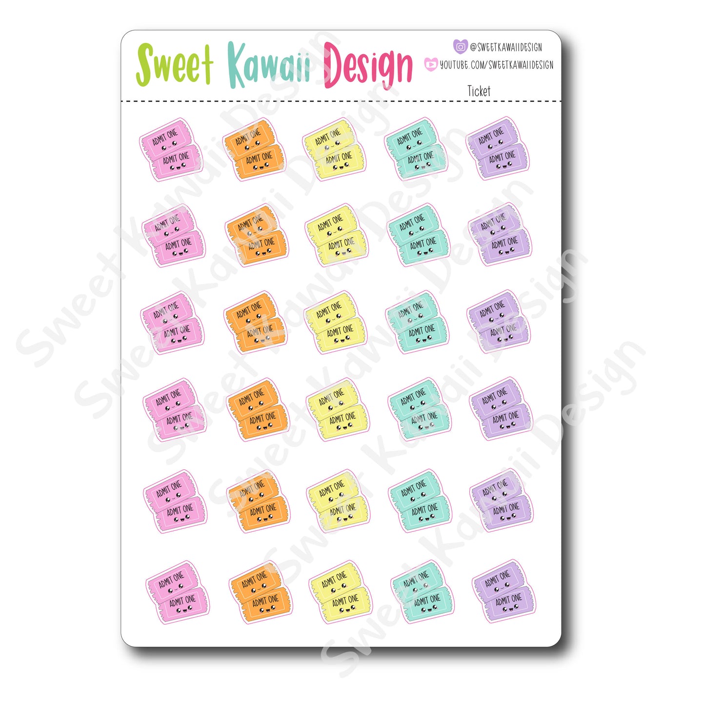 Kawaii Ticket Stickers