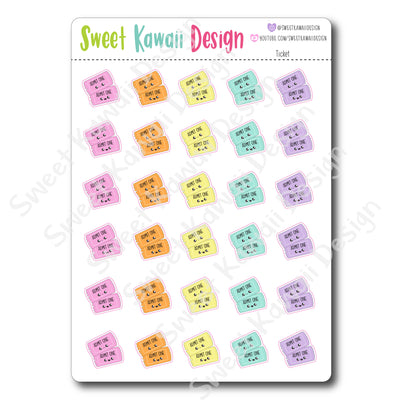 Kawaii Ticket Stickers