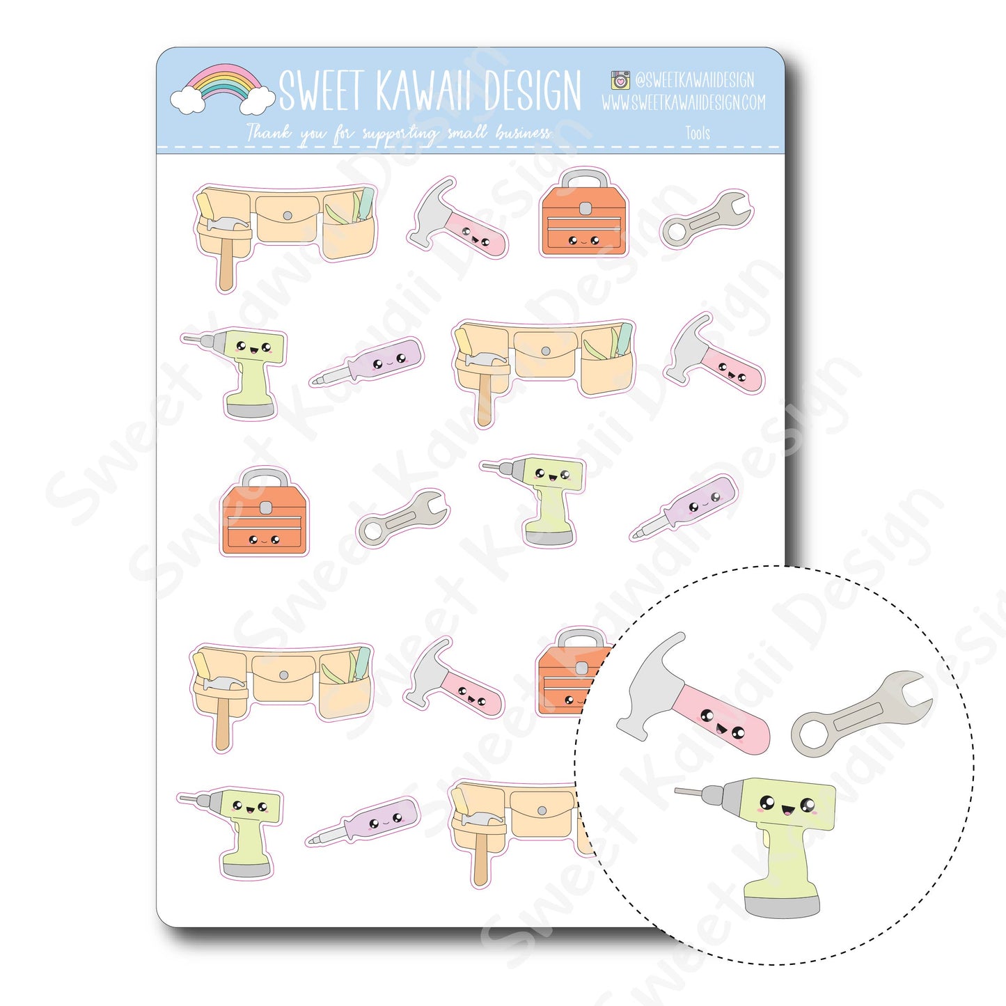 Kawaii Tools Stickers