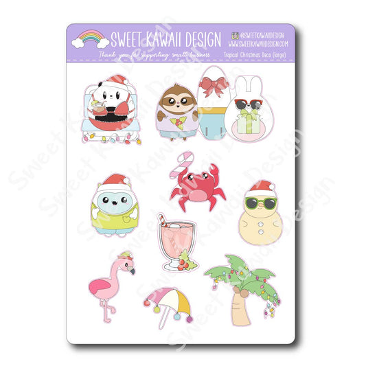 Kawaii Tropical Christmas Deco (Large) Stickers