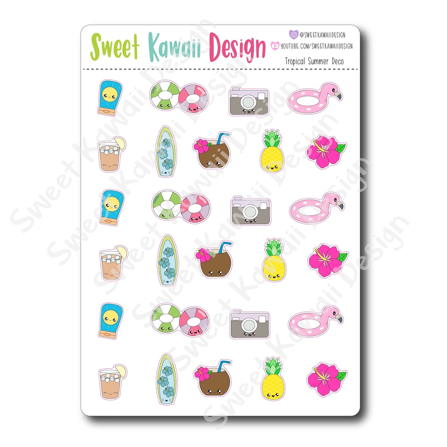 Kawaii Tropical Summer Deco Stickers