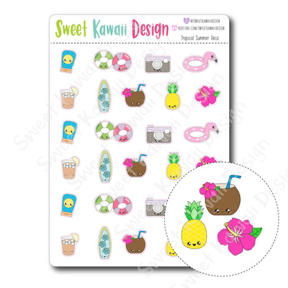 Kawaii Tropical Summer Deco Stickers