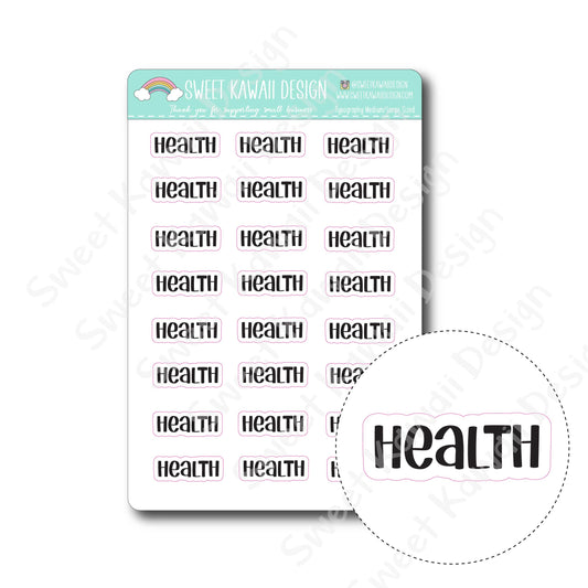 Typography Stickers - Medium/Large - Health