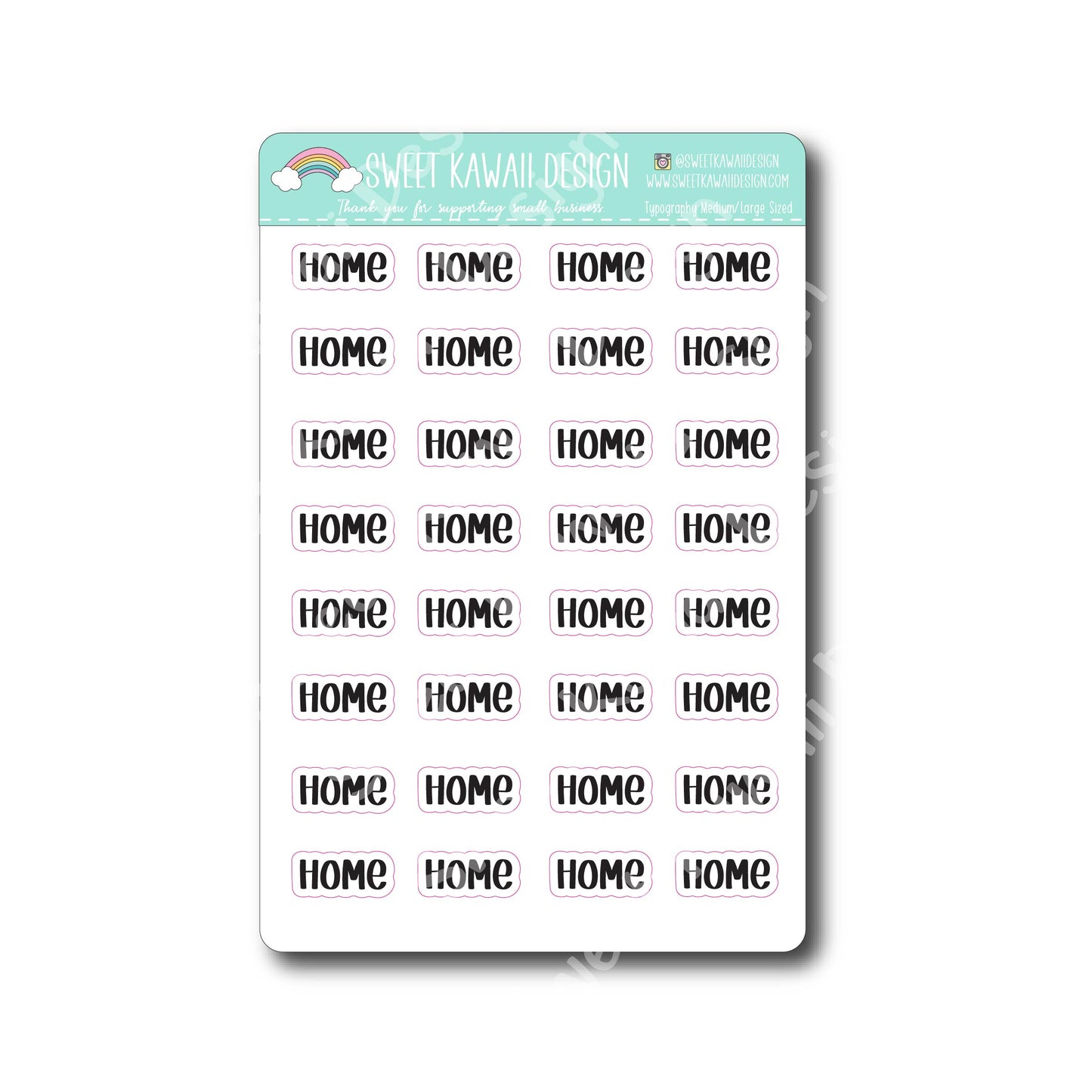 Typography Stickers - Medium/Large - Home