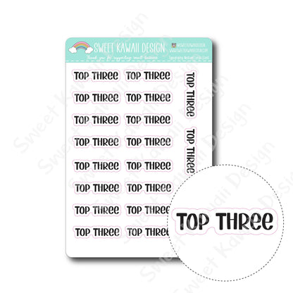 Typography Stickers - Medium/Large - Top Three