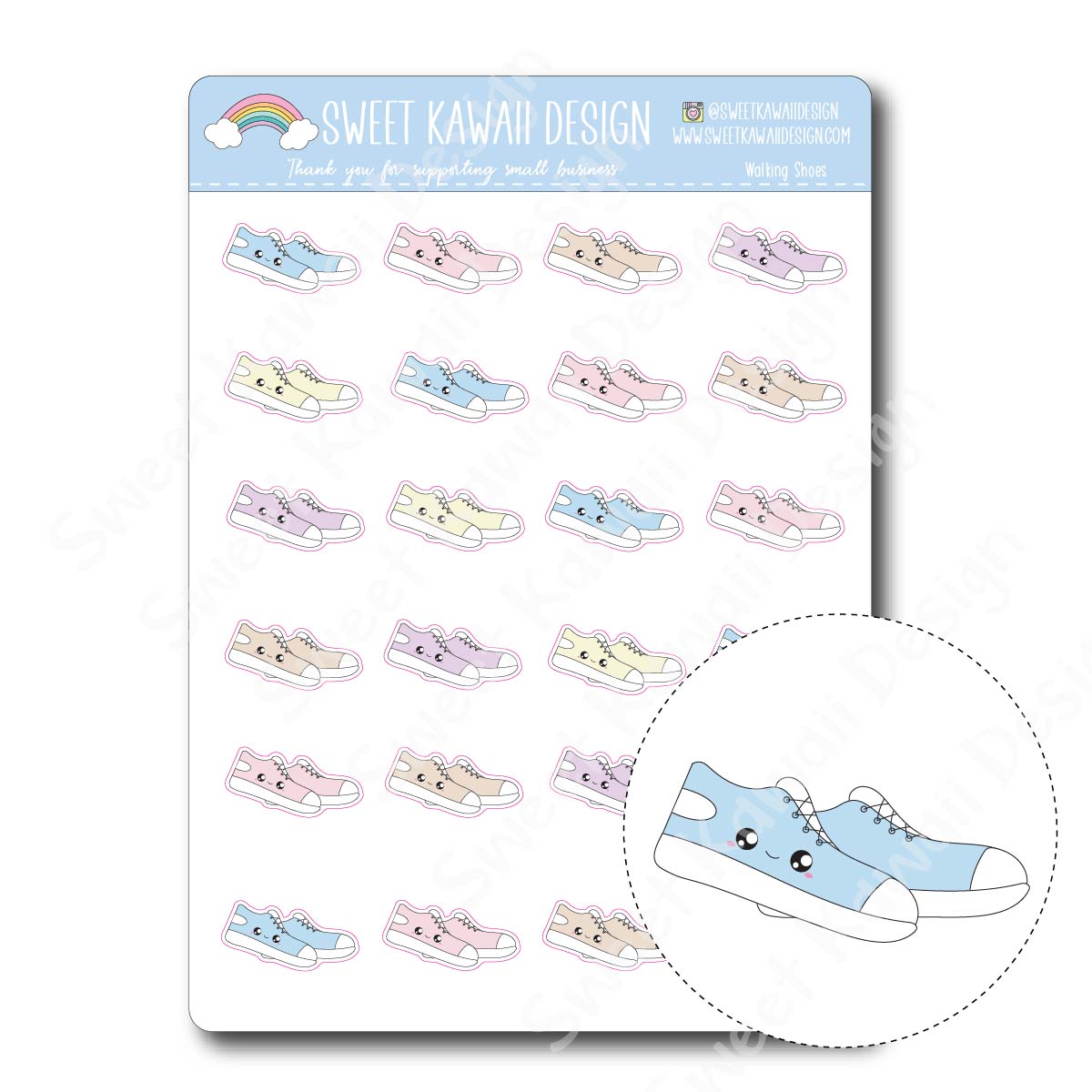 Kawaii Walking Shoes Stickers