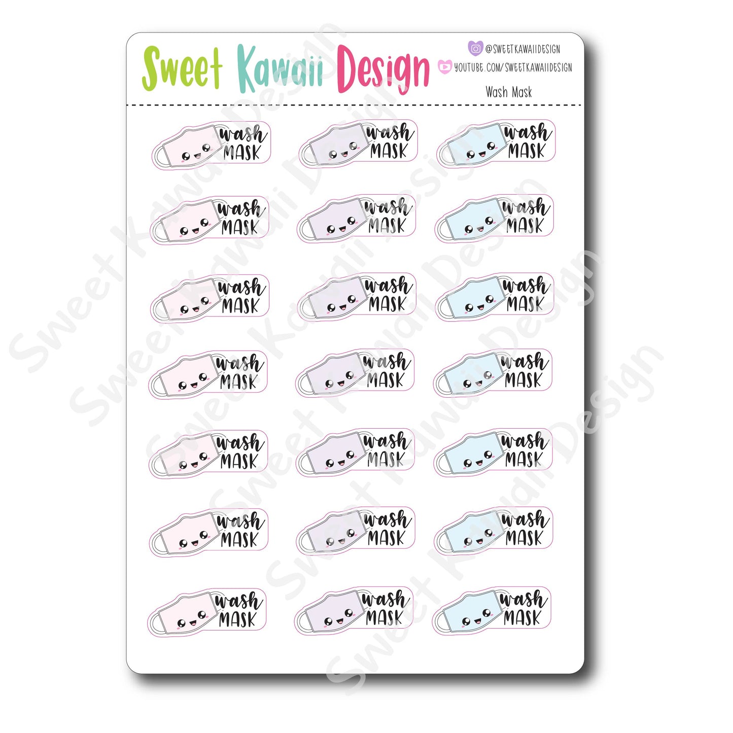 Kawaii Wash Mask Stickers