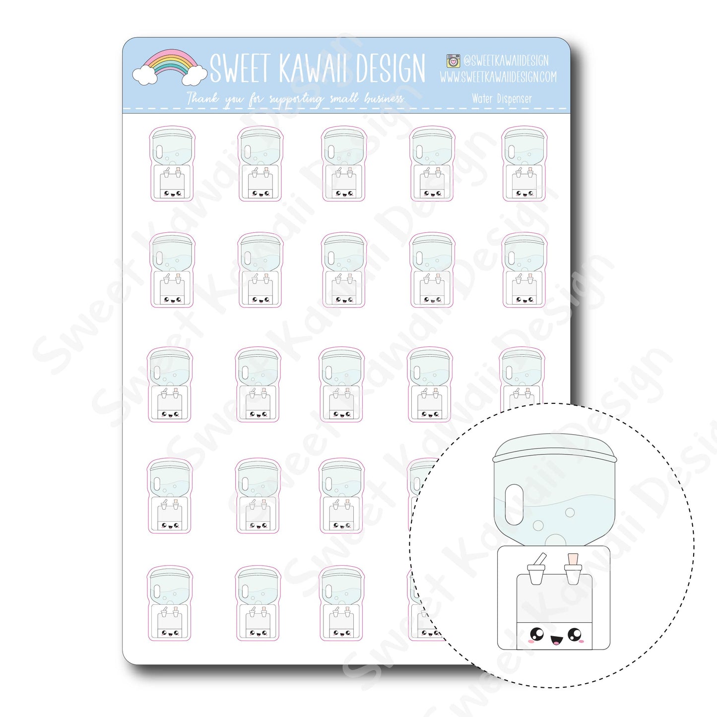 Kawaii Water Dispenser Stickers