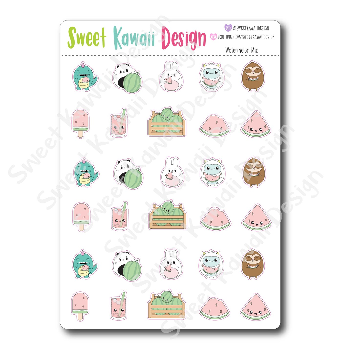 Kawaii Watermelon Mix Stickers