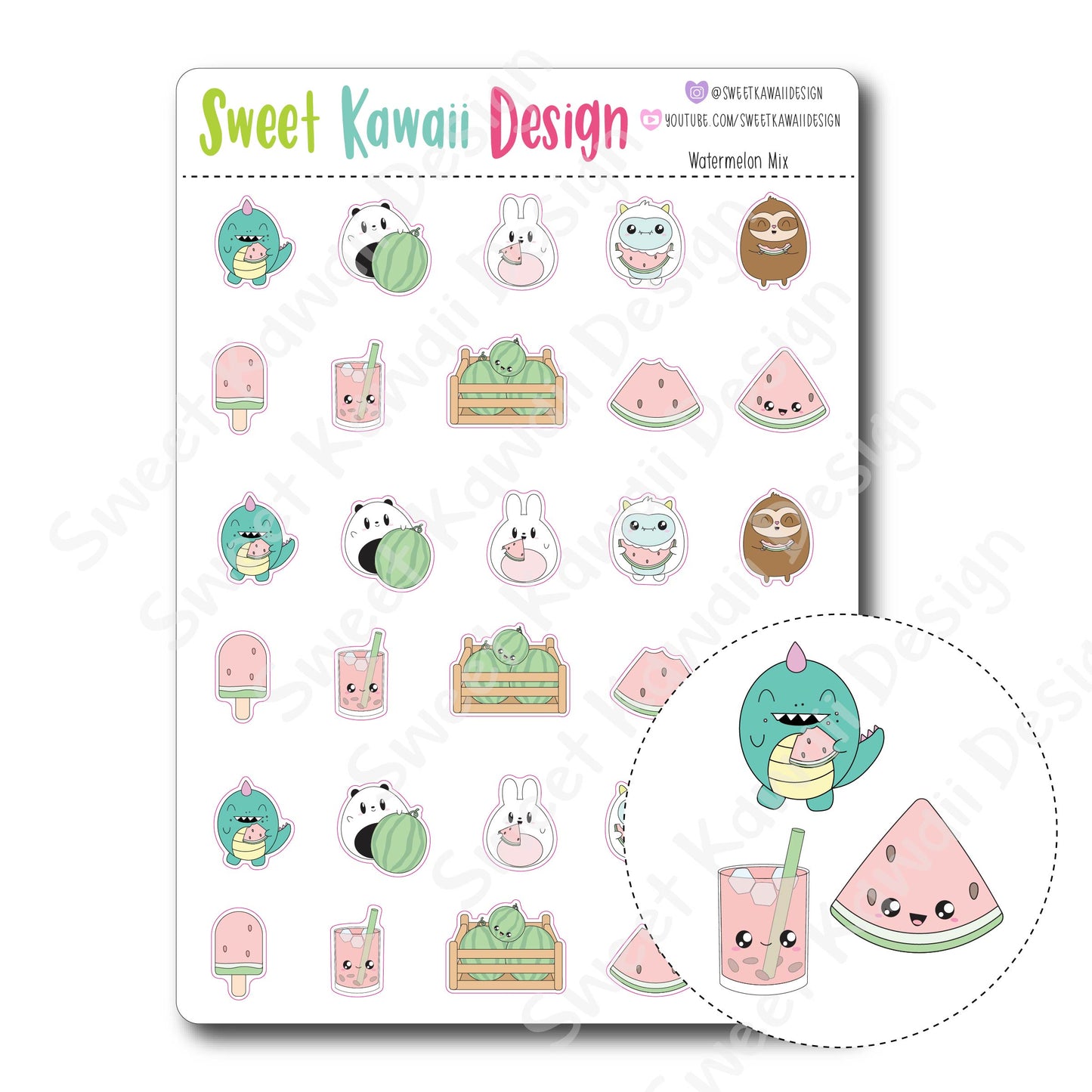 Kawaii Watermelon Mix Stickers