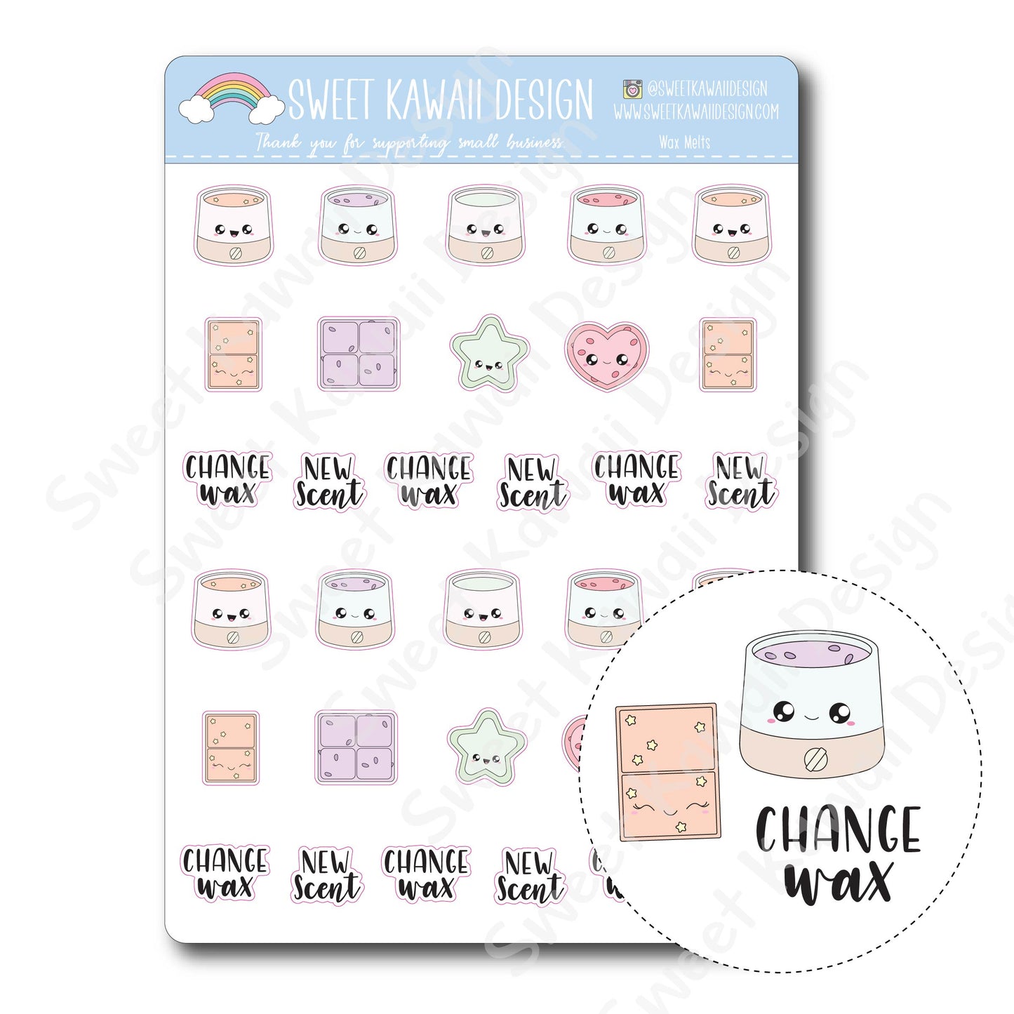 Kawaii Wax Melt Stickers