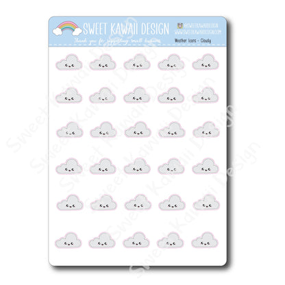 Kawaii Weather Stickers - Choose your sheet!