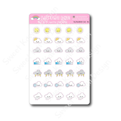 Kawaii Weather Stickers - Choose your sheet!