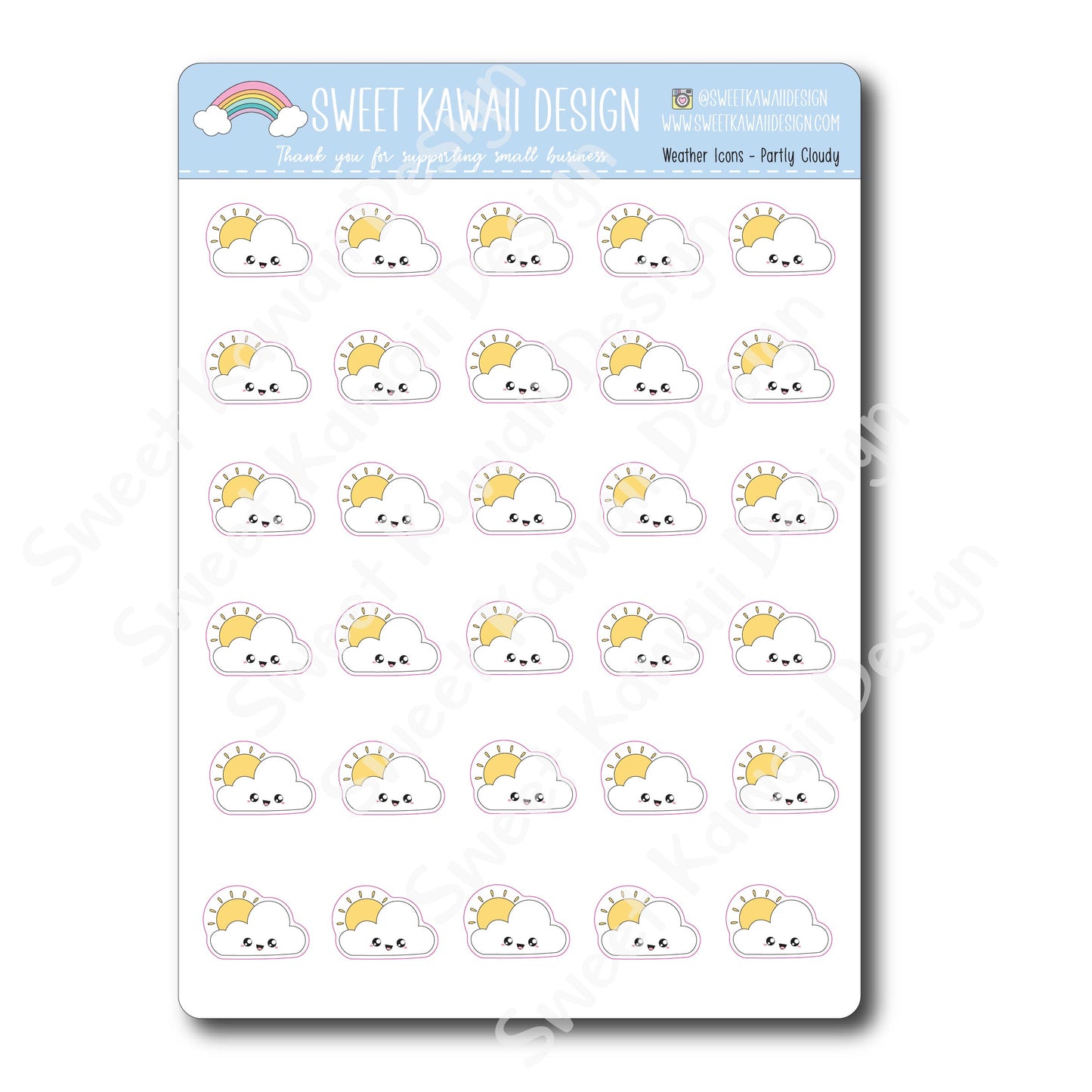 Kawaii Weather Stickers - Choose your sheet!