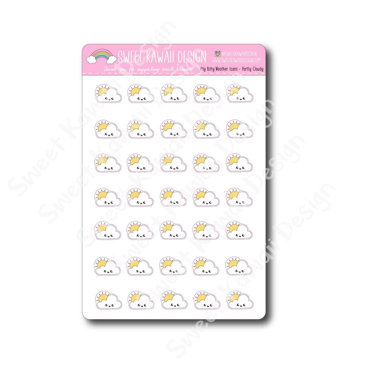 Kawaii Weather Stickers - Choose your sheet!