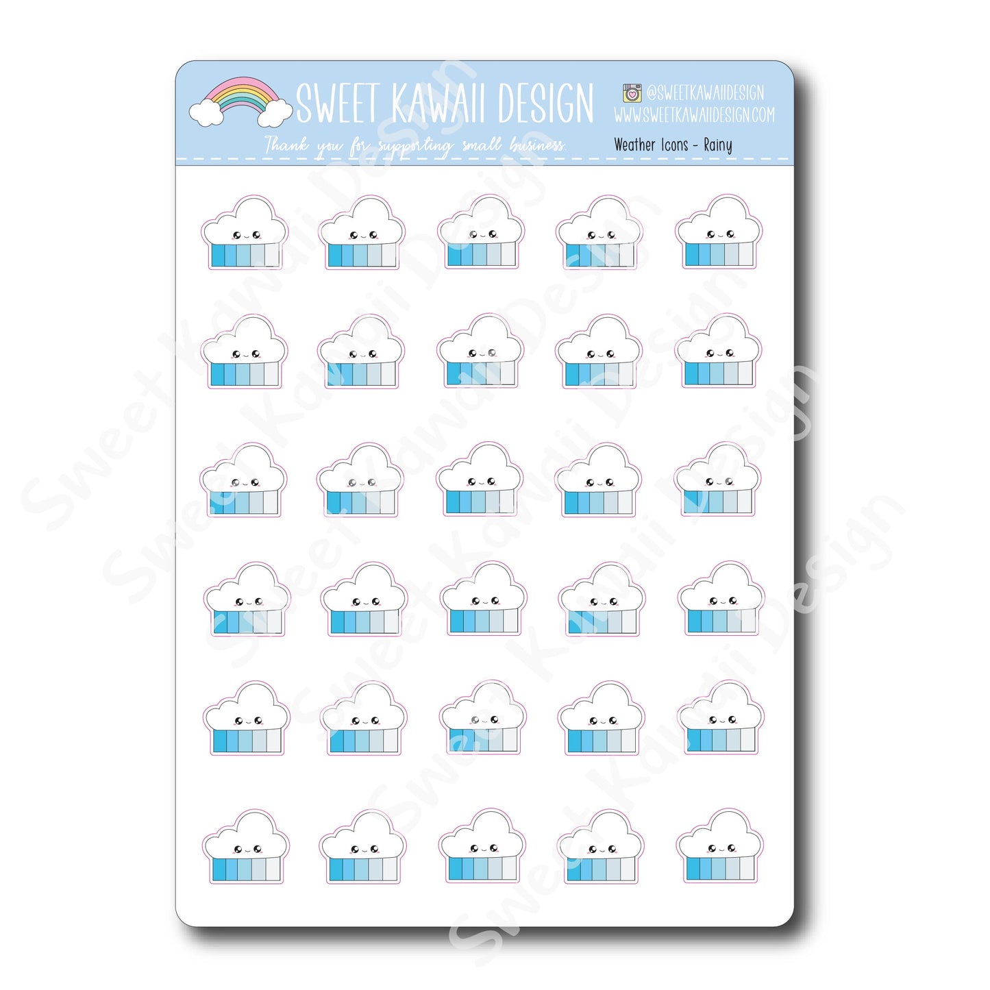 Kawaii Weather Stickers - Choose your sheet!