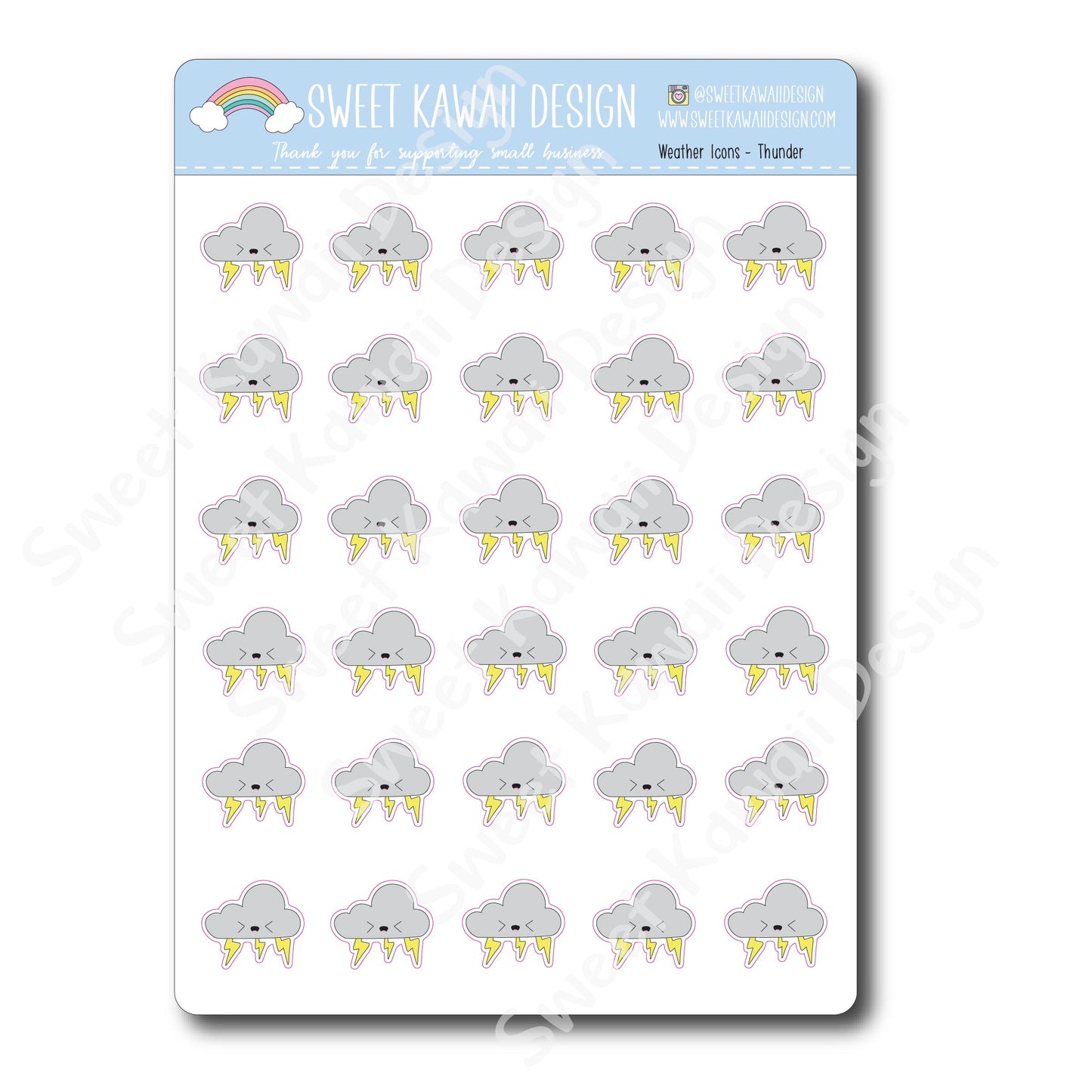 Kawaii Weather Stickers - Choose your sheet!