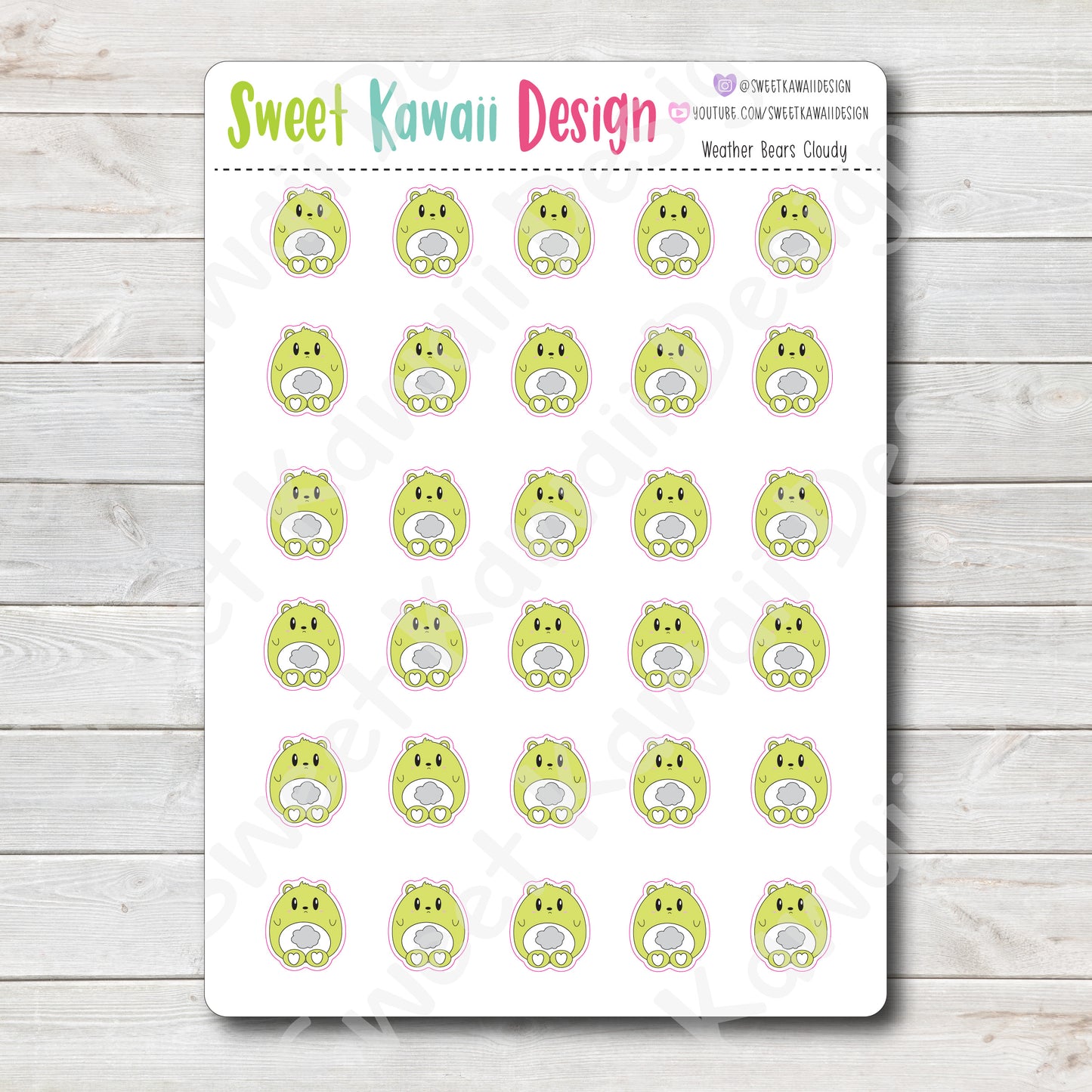 Kawaii Weather Bear Stickers - Choose your sheet!