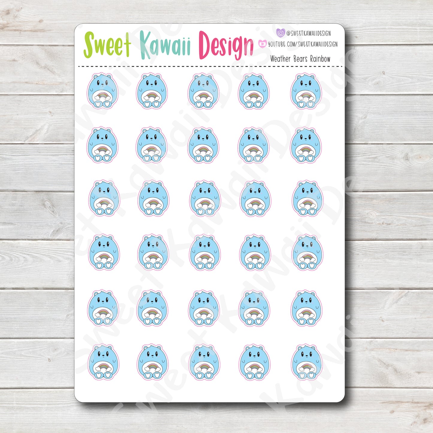 Kawaii Weather Bear Stickers - Choose your sheet!