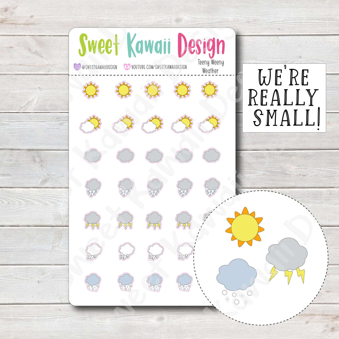 Teeny Weeny Kawaii Weather Stickers - Options Available