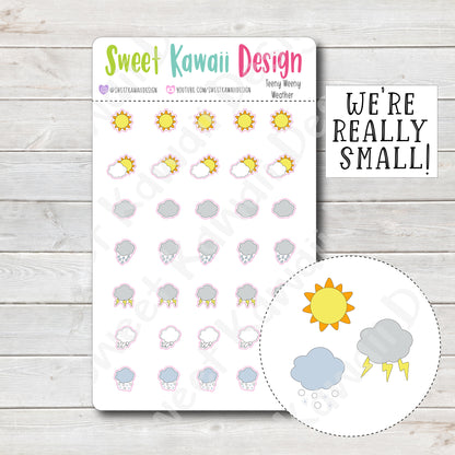 Teeny Weeny Kawaii Weather Stickers - Options Available