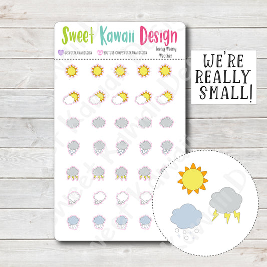 Teeny Weeny Kawaii Weather Stickers - Options Available