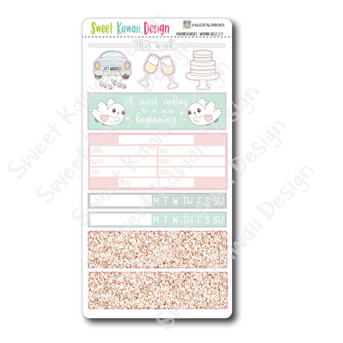 Kawaii Hobonichi Weeks Stickers - Wedding Bells