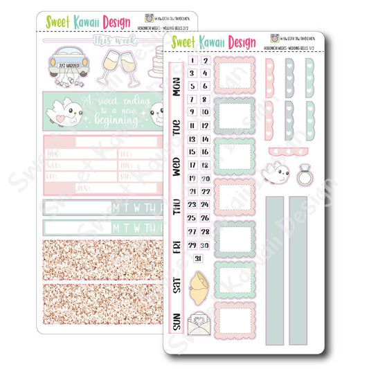 Kawaii Hobonichi Weeks Stickers - Wedding Bells