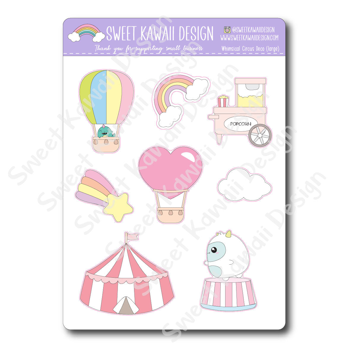 Kawaii Whimsical Circus Deco (Large) Stickers