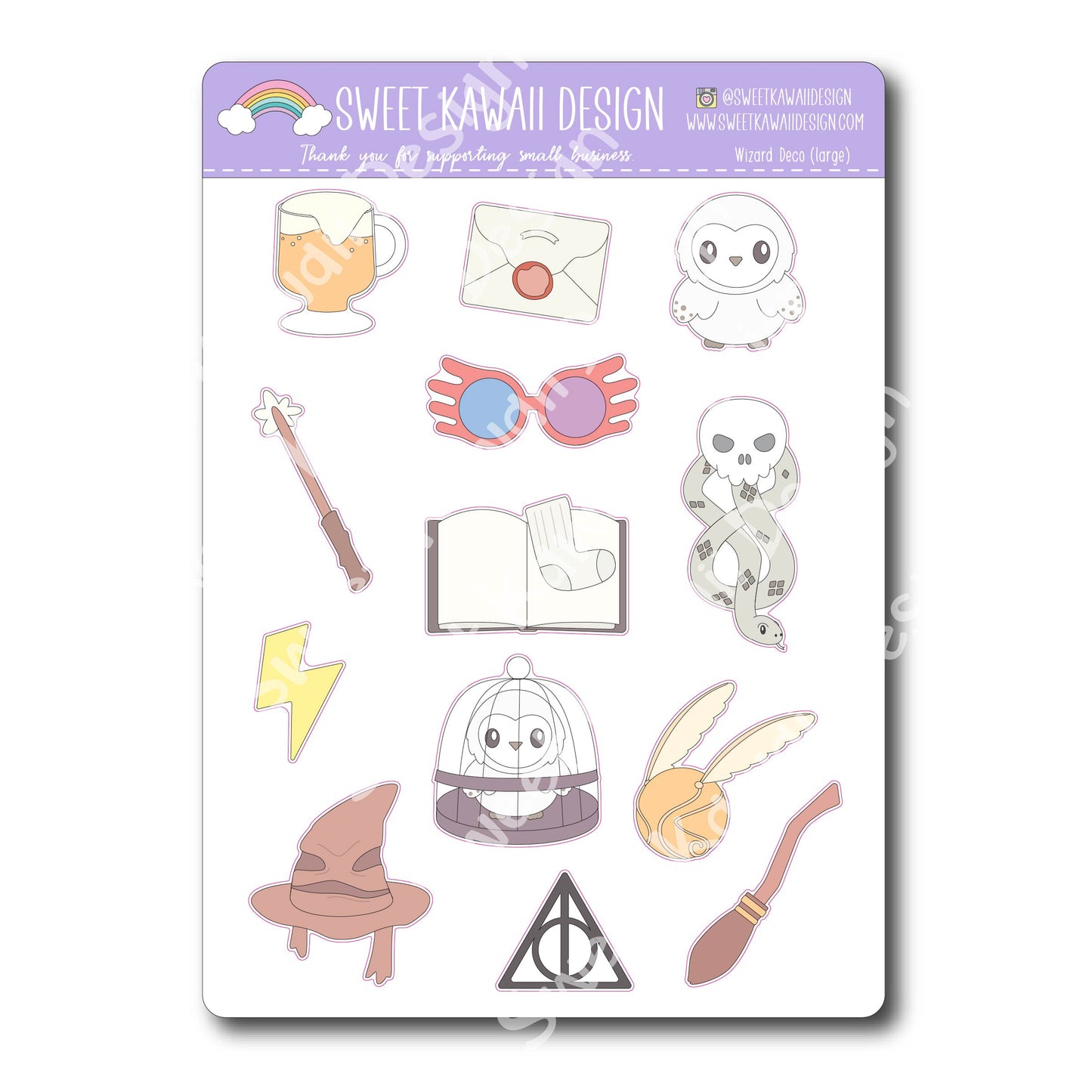 Kawaii Wizard Deco (Large) Stickers