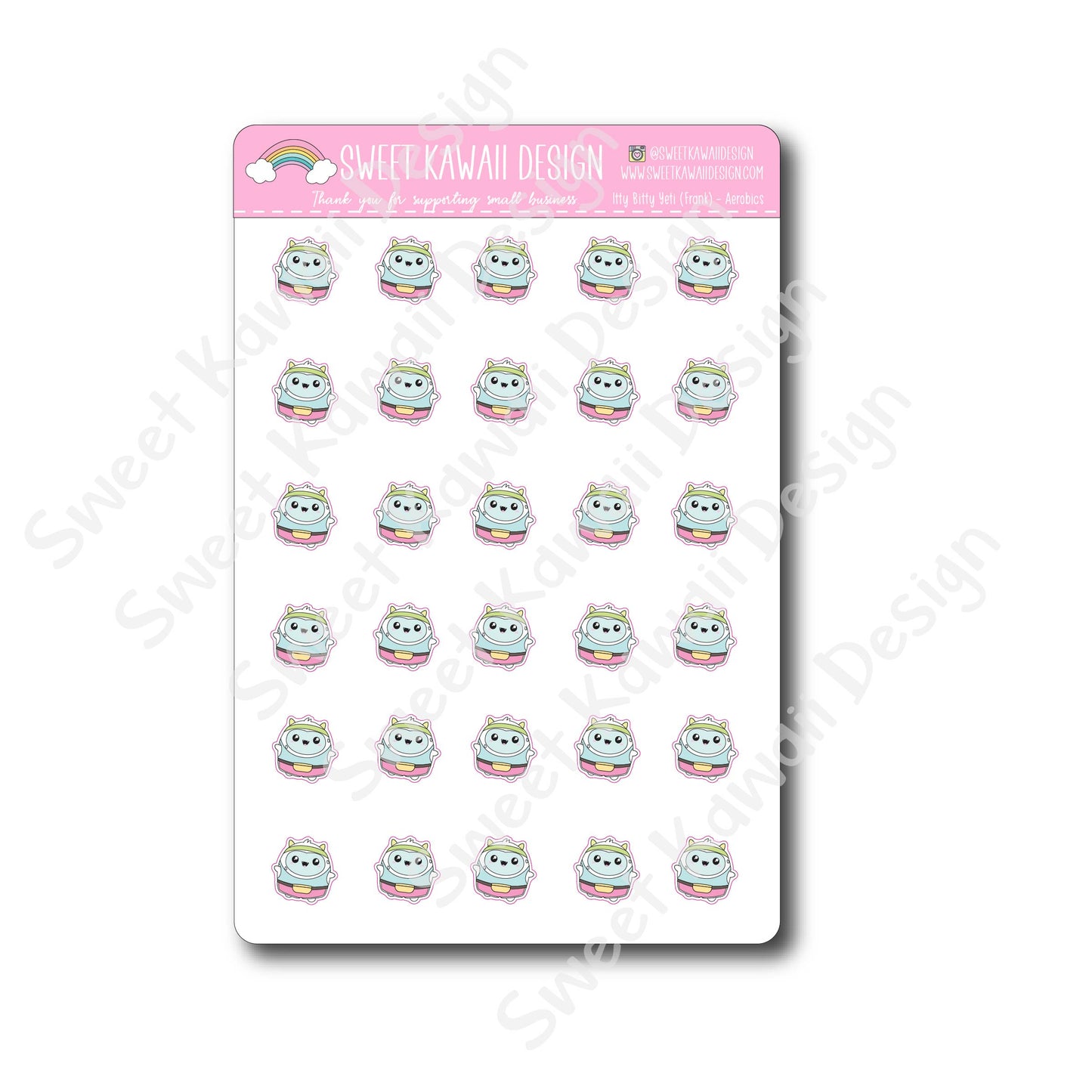 Kawaii Yeti (Frank) Stickers - Aerobics