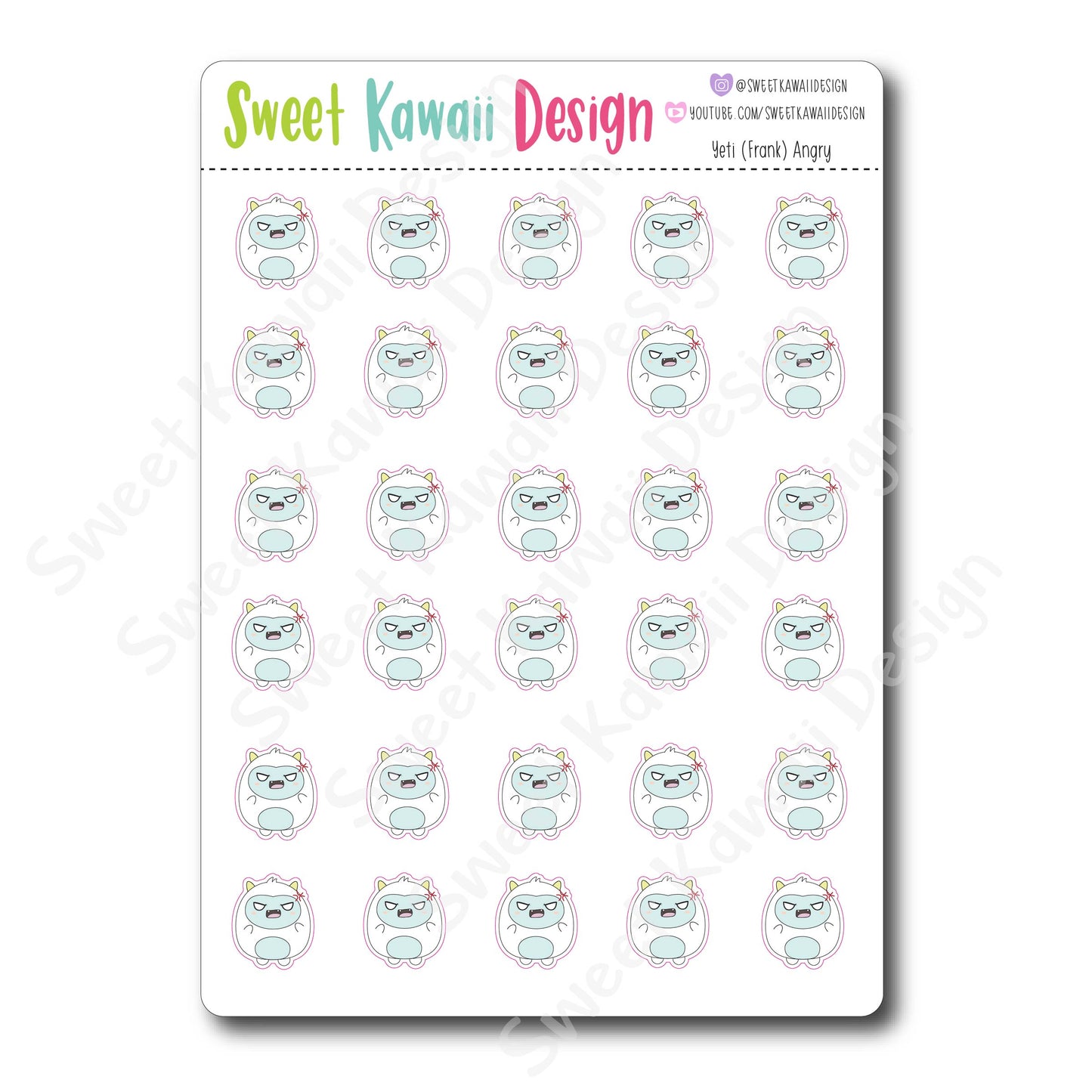 Kawaii Yeti  Stickers - Angry